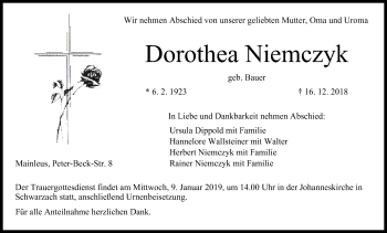 Anzeige von Dorothea Niemczyk von MGO