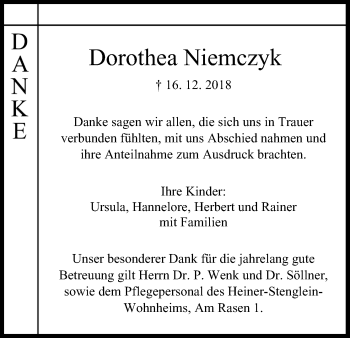 Anzeige von Dorothea Niemczyk von MGO