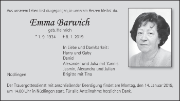 Anzeige von Emma Barwich von MGO