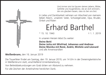 Anzeige von Erhard Barthel von MGO
