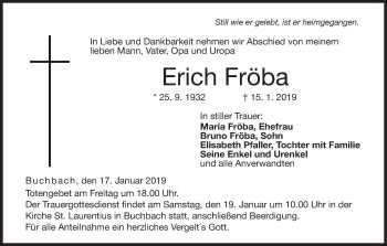Anzeige von Erich Fröba von MGO