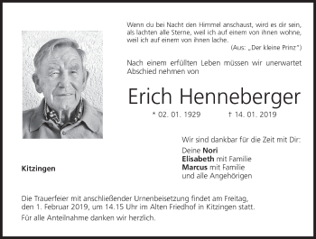 Anzeige von Erich Henneberger von MGO