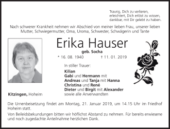 Anzeige von Erika Hauser von MGO