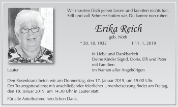 Anzeige von Erika Reich von MGO