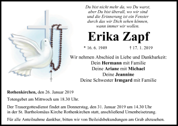 Anzeige von Erika Zapf von MGO