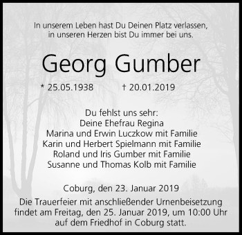 Anzeige von Georg Gumber von MGO