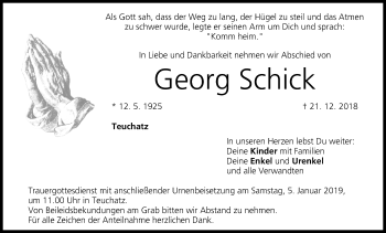 Anzeige von Georg Schick von MGO