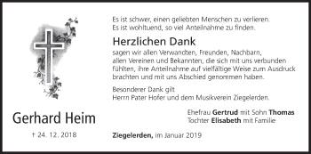 Anzeige von Gerhard Heim von MGO