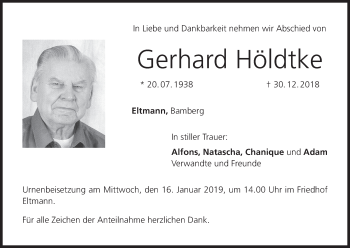 Anzeige von Gerhard Höldtke von MGO