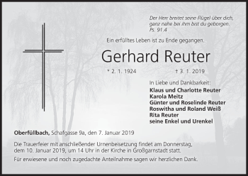 Anzeige von Gerhard Reuter von MGO