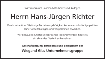 Anzeige von Hans-Jürgen Richter von MGO