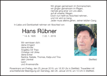 Anzeige von Hans Rübner von MGO
