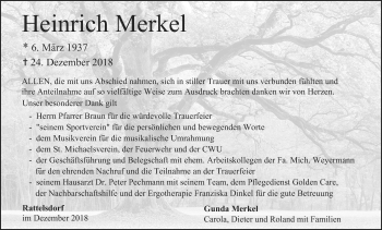 Anzeige von Heinrich Merkel von MGO