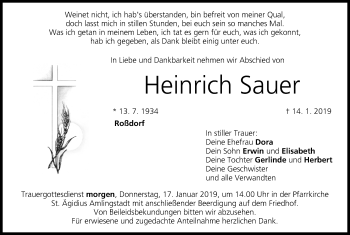 Anzeige von Heinrich Sauer von MGO