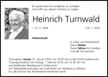 Anzeige von Heinrich Turnwald von MGO