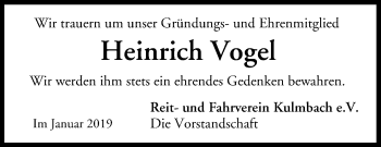 Anzeige von Heinrich Vogel von MGO