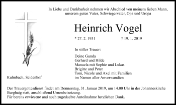 Anzeige von Heinrich Vogel von MGO