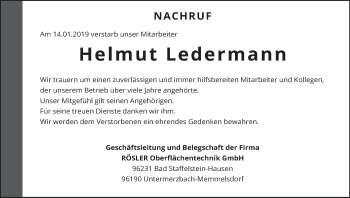 Anzeige von Helmut Ledermann von MGO
