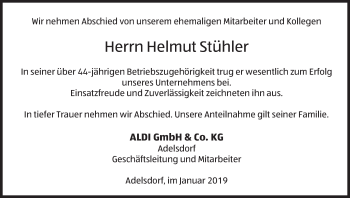 Anzeige von Helmut Stühler von MGO