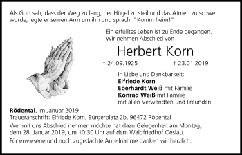 Anzeige von Herbert Korn von MGO