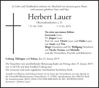 Anzeige von Herbert Lauer von MGO