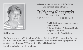 Anzeige von Hildegard Buczynski von MGO