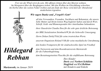Anzeige von Hildegard Rebhan von MGO