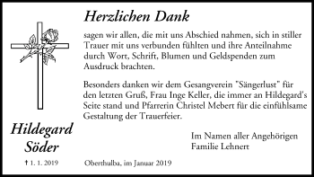 Anzeige von Hildegard Söder von MGO