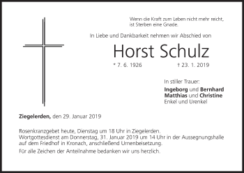 Anzeige von Horst Schulz von MGO