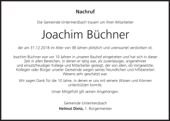 Anzeige von Joachim Büchner von MGO