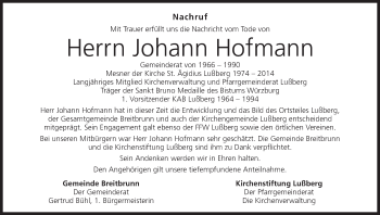 Anzeige von Johann Hofmann von MGO