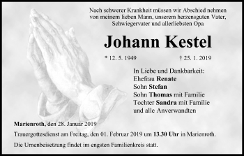 Anzeige von Johann Kestel von MGO