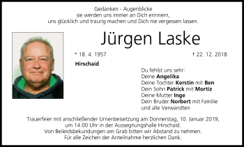 Anzeige von Jürgen Laske von MGO