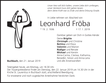 Anzeige von Leonhard Fröba von MGO