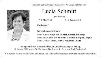 Anzeige von Lucia Schmitt von MGO