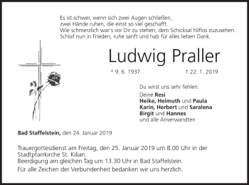 Anzeige von Ludwig Praller von MGO