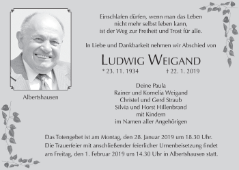 Anzeige von Ludwig Weigand von MGO