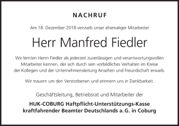 Anzeige von Manfred Fiedler von MGO