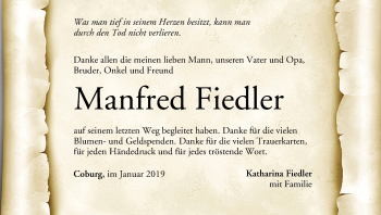 Anzeige von Manfred Fiedler von MGO