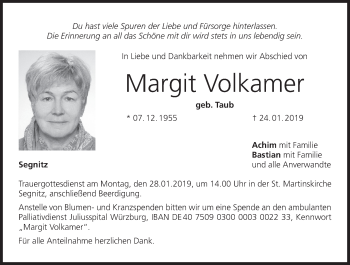 Anzeige von Margit Volkamer von MGO