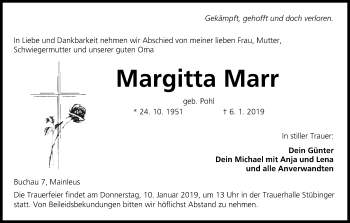 Anzeige von Margitta Marr von MGO