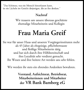 Anzeige von Maria Greif von MGO