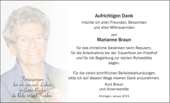 Anzeige von Marianne Braun von MGO