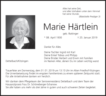 Anzeige von Marie Härtlein von MGO