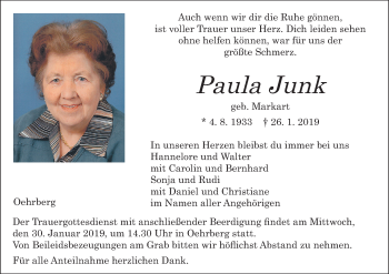 Anzeige von Paula Junk von MGO