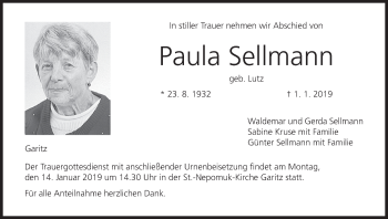 Anzeige von Paula Sellmann von MGO
