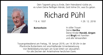 Anzeige von Richard Pühl von MGO