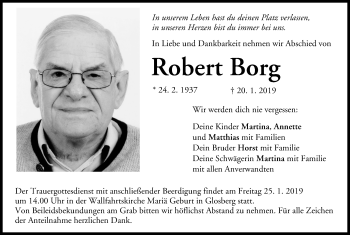 Anzeige von Robert Borg von MGO