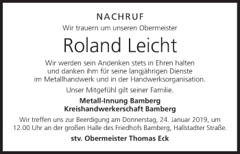 Anzeige von Roland Leicht von MGO