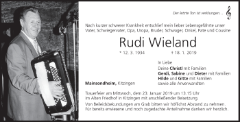 Anzeige von Rudi Wieland von MGO